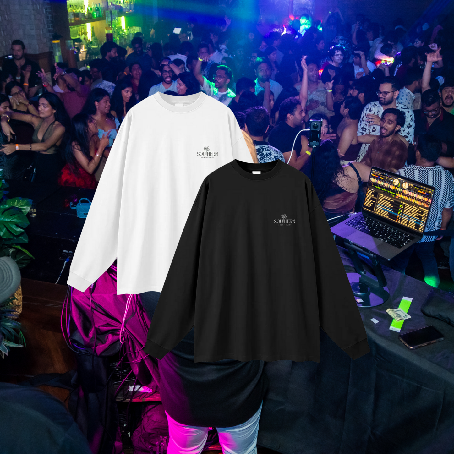 Essentials Long Sleeve Shirt - Green on White